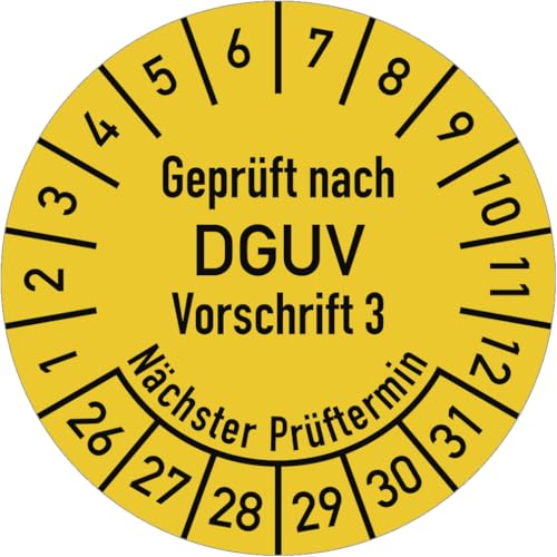 Dreifke® Prüfplakette Geprüft nach DGUV V3..., 2026-2031, Folie, Ø 20 mm, 500 Stück/Rolle von Dreifke