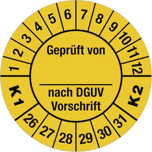 Dreifke® Prüfplakette Geprüft...DGUV...K1 K2, 2026-2031, Folie, Ø 30 mm, 10 Stück/Bogen von Dreifke