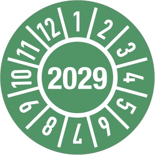 Dreifke® Prüfplakette Jahr 2029 mit Monaten, Folie, Ø 30 mm, 500 Stück/Rolle von Dreifke