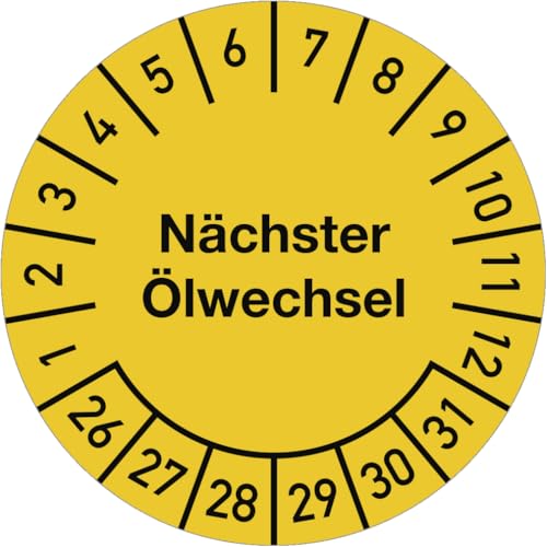 Dreifke® Prüfplakette Nächster Ölwechsel 2026-2031, Dokumentenfolie, Ø 25 mm, 10 Stk./Bo. von Dreifke