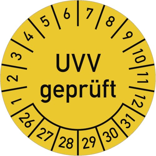 Dreifke® Prüfplakette UVV geprüft 2026-2031, Folie, Ø 30 mm, 10 Stück/Bogen von Dreifke