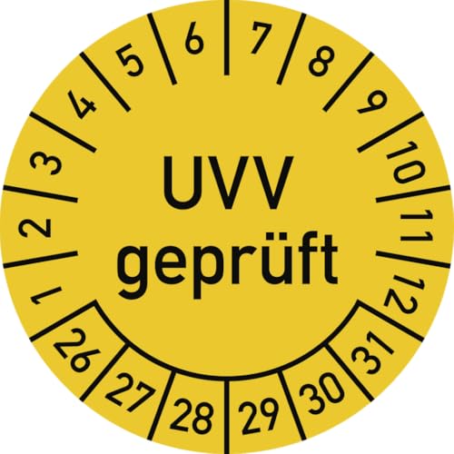 Dreifke® Prüfplakette UVV geprüft 2026-2031, Folie, Ø 30 mm, 10 Stück/Bogen von Dreifke