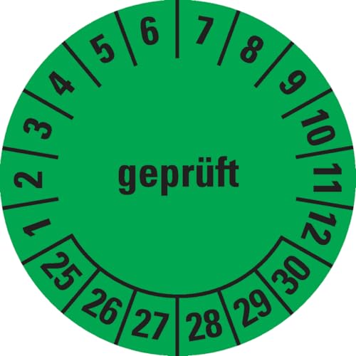 Dreifke® Prüfplakette geprüft 25-30, grün, Folie, ablösbar, Ø 20mm, 500/Rolle von Dreifke