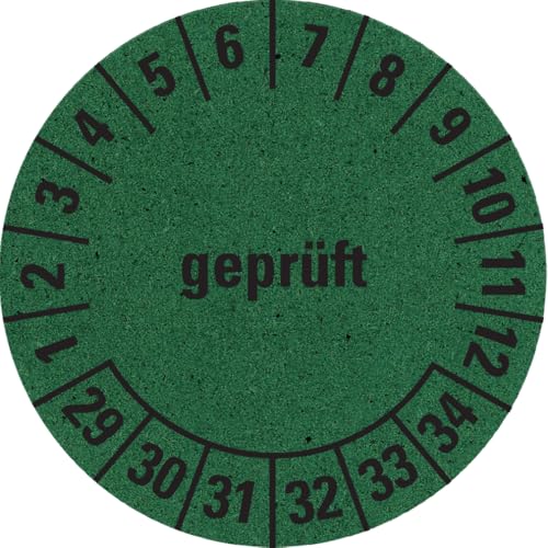 Dreifke® Prüfplakette geprüft 29-34, grün, Graspapier, selbstklebend, Ø 30mm, 18/Bogen von Dreifke