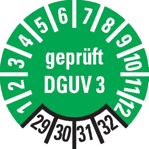 Dreifke® Prüfplakette geprüft DGUV 3, 29-32, grün, Folie, ablösbar, Ø 10mm, 128/Bogen von Dreifke