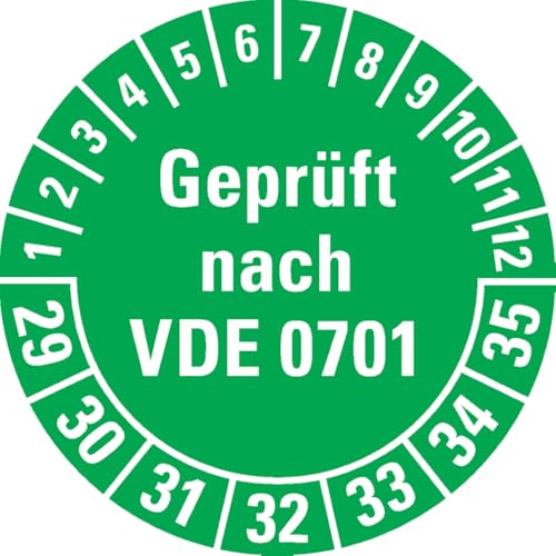 Dreifke® Prüfplakette geprüft nach VDE 0701, 29-35, grün, Dokumentenfolie, Ø 30mm, 108/Heft von Dreifke