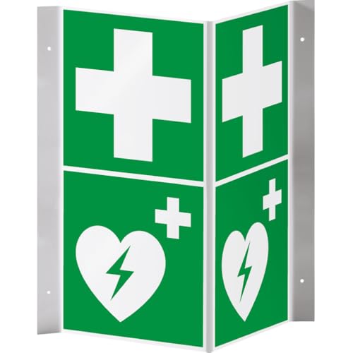 Dreifke® Rettungs-Nasenschild Erste Hilfe und Defibrillator, Kunststoff, 200x400mm von Dreifke