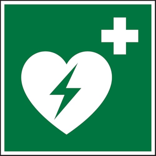 Dreifke® Rettungszeichen, Automatisierter Externer Defibrillator E010 | PVC langnachleuchtend | 200x200 mm | ASR A1.3 (DIN EN ISO 7010), 1 Stk von Dreifke