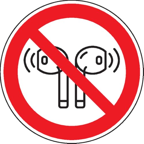 Dreifke® Verbotsschild In-Ear Kopfhörer verboten, praxisbewährt, Folie, selbstklebend, Ø 200mm von Dreifke
