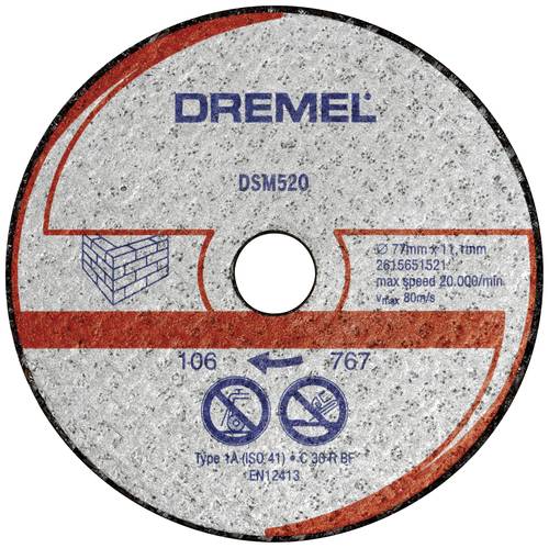 Dremel DSM520 2615S520JB Trennscheibe gerade 77mm 2 St. Ziegel, Gipskarton von Dremel