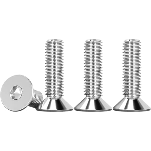 Drenky 25 Stück M6 X 20mm Senkkopf Schrauben Edelstahl V2A VA A2 Senkkopfschrauben mit Innensechskant DIN 7991 / ISO 10642 Gewindeschrauben Rostfrei Silber Screws Metrisches Regelgewinde von Drenky