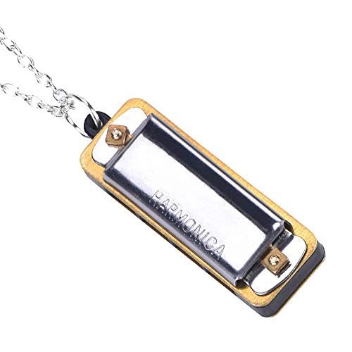 Drfeify Mini Mundharmonika, Tragbare C 4 Löcher 8 Töne Mundharmonika mit Halskettenschlüssel Playing Accessories für Kinder Erwachsene(Silber) von Drfeify