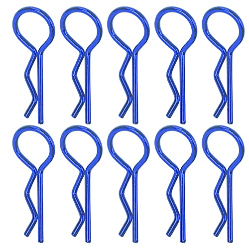 Metall RC Car Shell Clips, 10 Stück R-f?rmige RC Karosserie Clips RC Shell Clips Stifte Car Model Parts für 1/5 1/6 1/8 1/10 RC Car(Blau) Model Toy von Drfeify