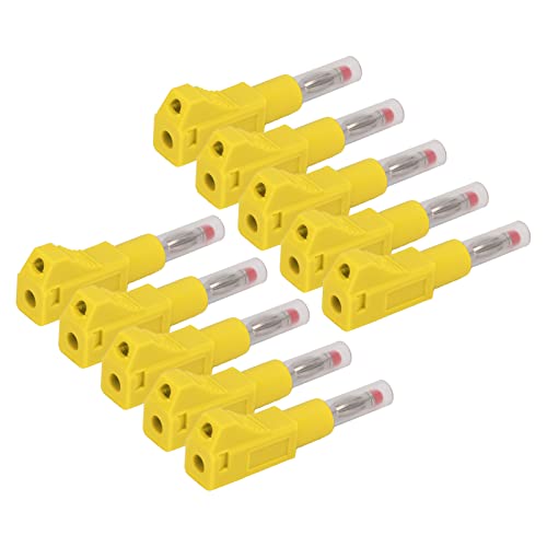 DriKou Einziehbare Banane, Stecker Hochleistungsstecker 4 mm isoliertes Cat II 600V 32A für industrielle Sicherheitsausrüstung Kupfer PVC PE 10pcs (Yellow) von DriKou