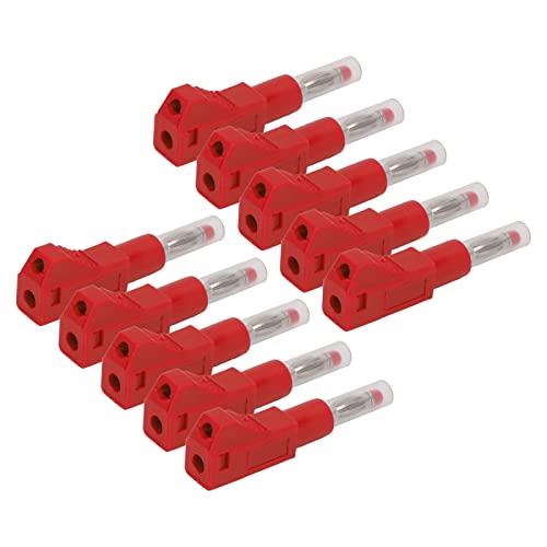 Einziehbare Banane, Stecker Hochleistungsstecker 4 mm isoliertes Cat II 600V 32A für industrielle Sicherheitsausrüstung Kupfer PVC PE 10pcs (Red) von DriKou