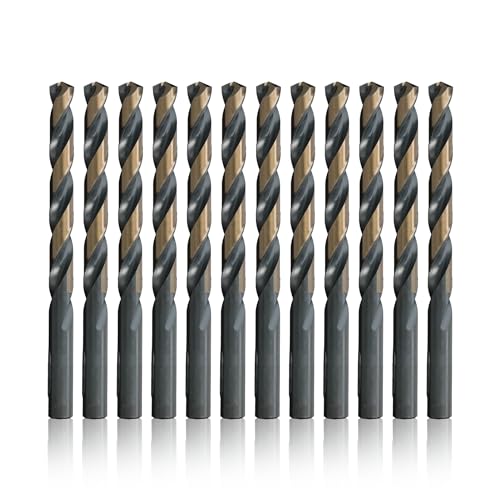 Drill America F-Hochgeschwindigkeitsstahl, schwarz & gold, KFD-Bohrer, 12 Stück, KFD-Serie von Drill America
