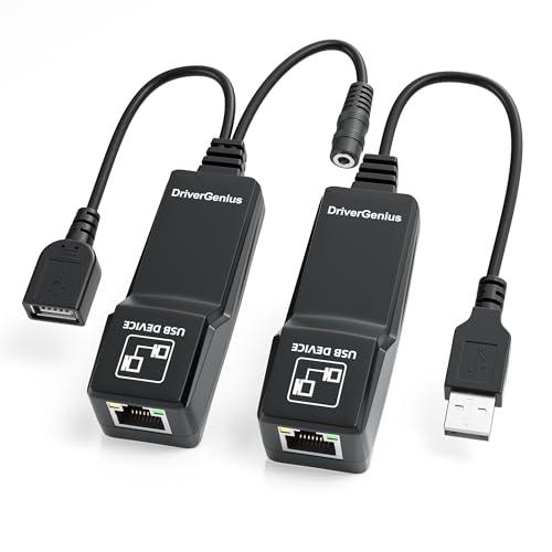 DriverGenius NT50 | 1-Port USB 2.0 Extender Ethernet RJ45 über Cat5e/Cat 6 Extender - 50m von DriverGenius