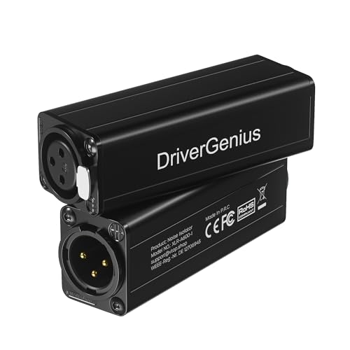 DriverGenius X-Shield | Ein-Kanal-XLR-Entstörfilter – Brumm-Unterdrücker für Audio-Interfaces, Mischpulte usw. (Passiv, Stecker/Buchse) – Nicht Kompatibel mit Phantomspeisungs-Mikrofonen von DriverGenius