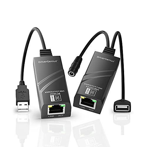 DriverGenius Xtend-NT50 | 1-Port USB 2.0 Extender über RJ45 Ethernet (CAT5e/6/7) Bis zu 50M, kompatibel mit PC/Mac/Linux (480Mbps, Grau) von DriverGenius