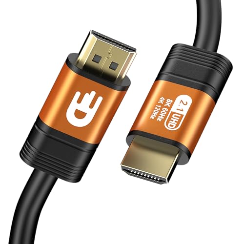 Drivv.® Premium HDMI Kabel 2.1 – 5 Meter | Ultra High Speed 8K @ 60Hz & 4K @ 120Hz | Kompatibel mit PS5, Xbox Series X, PC, TV & Beamer | eARC, HDR10, HDCP 2.2, 48 Gbps | Orange von Drivv.