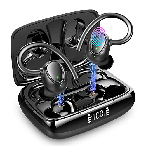 Bluetooth 5.3 Kopfhörer Sport, Kopfhörer Kabellos In Ear Kopfhörer Bluetooth Stereo Bass, 48H Ohrhörer Komfort Fit Wireless Earbuds mit LED Ladebox, IP7 Wasserdicht Sportkopfhörer CVC8.0[2024 Upgrade] von Drsaec