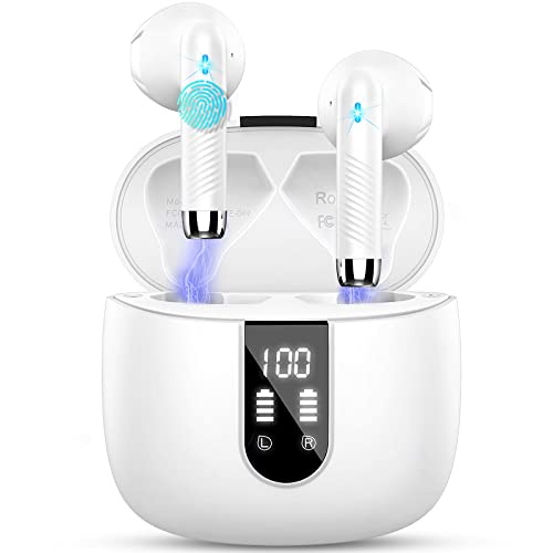 Bluetooth 5.4 Kopfhörer, In Ear Kopfhörer Kabellos Bluetooth 2025 Neu Kabellose Kopfhörer mit 4 ENC Mic, Noise Cancelling Earbuds 48Std Tiefer Bass, USB-C, IP7 Wasserdicht Sport Ohrhörer, LED-Anzeige von Drsaec