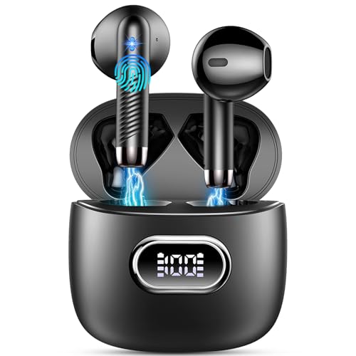 Bluetooth-Kopfhörer, Bluetooth 5.4 Kopfhörer mit 4 Mic, kabellose In-Ear-Kopfhörer, leistungsstarker Bass, USB-C-Aufladung, kabellose Kopfhörer Geräuschunterdrückung, 42H LED Display Kopfhörer Sport von Drsaec