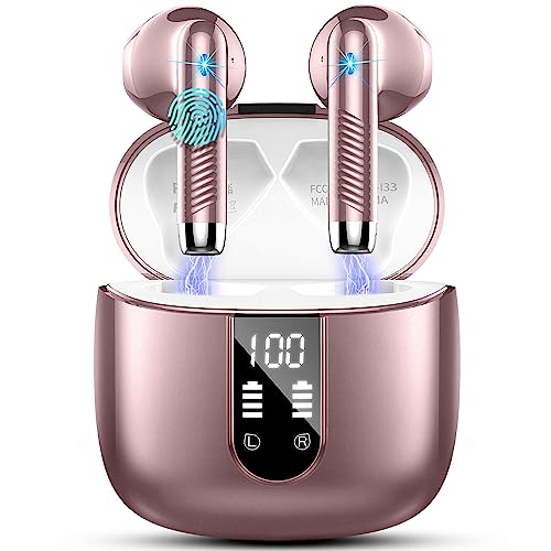 Bluetooth Kopfhörer, In Ear Kopfhörer Kabellos Bluetooth 5.3 Kabellose Kopfhörer mit 4 Mic, 2023 Neue ENC Noise Cancelling Wireless Earbuds 48H Tiefer Bass, IP7 Wasserdicht Ohrhörer LED-Anzeige von Drsaec