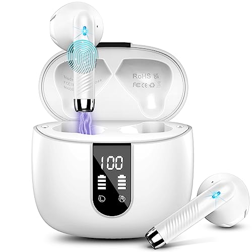 Bluetooth Kopfhörer, In Ear Kopfhörer Kabellos Bluetooth 5.3 Kabellose Kopfhörer mit 4 Mic, 2023 Neue ENC Noise Cancelling Wireless Earbuds 48H Tiefer Bass,  IP7 Wasserdicht Ohrhörer LED-Anzeige USB-C von Drsaec