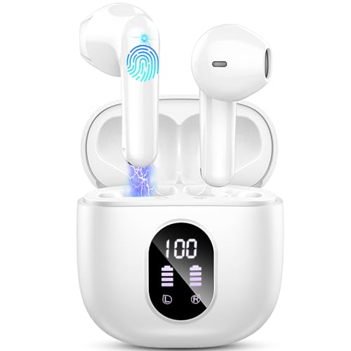 Bluetooth Kopfhörer, Kopfhörer Kabellos Bluetooth 5.3 In Ear Kopfhörer Bluetooth mit 4 Mic, 50H Kabellose Kopfhörer ENC Noise Cancelling, Tiefer Bass Earbuds IP7 Wasserdicht Ohrhörer, LED-Anzeige-2024 von Drsaec