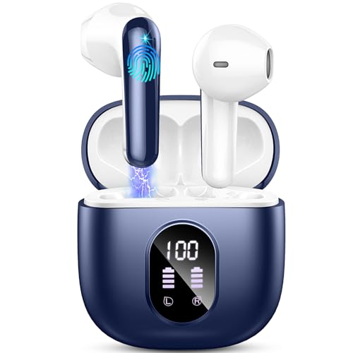 Bluetooth Kopfhörer, Kopfhörer Kabellos Bluetooth 5.3 In Ear Kopfhörer Bluetooth mit 4 Mic, 50H Kabellose Kopfhörer ENC Noise Cancelling, Tiefer Bass Earbuds IP7 Wasserdicht Ohrhörer, LED-Anzeige-2024 von Drsaec