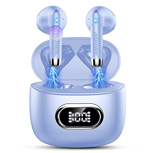 Bluetooth Kopfhörer, Kopfhörer Kabellos Bluetooth 5.3 In Ear Kopfhörer mit 4 HD Mic, 2024 Kabellose Kopfhörer 42Std ENC Noise Cancelling Earbuds Tiefer Bass, IP7 Wasserdicht Ohrhörer LED-Anzeige, Lila von Drsaec