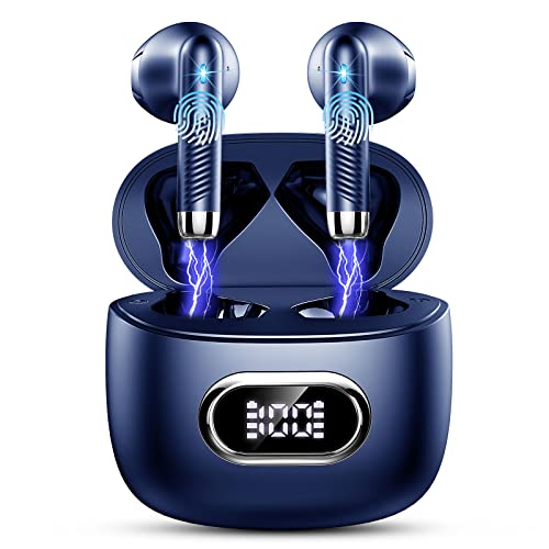Bluetooth Kopfhörer, Kopfhörer Kabellos Bluetooth 5.3 In Ear Kopfhörer mit 4 HD Mic, 2024 Kabellose Kopfhörer 42Std ENC Noise Cancelling Earbuds Tiefer Bass, IP7 Wasserdicht Ohrhörer LED-Anzeige blau von Drsaec