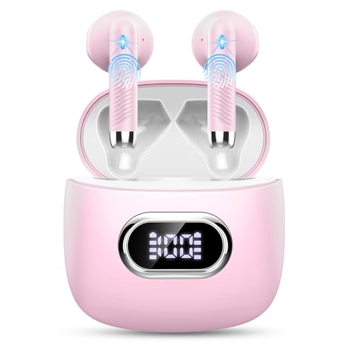 Bluetooth Kopfhörer, Kopfhörer Kabellos Bluetooth 5.3 In Ear Kopfhörer mit 4 HD Mic, 2024 Kabellose Kopfhörer 42Std ENC Noise Cancelling Earbuds Tiefer Bass, IP7 Wasserdicht Ohrhörer USB-C pink weiß Bluetooth Kopfhörer, Kopfhörer Kabellos Bluetooth 5.3 In Ear Kopfhörer mit 4 HD Mic, 2024 Kabellose Kopfhörer 42Std ENC Noise Cancelling Earbuds Tiefer Bass, IP7 Wasserdicht Ohrhörer USB-C pink weiß von Drsaec