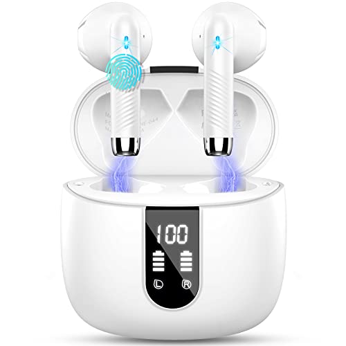 Bluetooth 5.4 Kopfhörer, In Ear Kopfhörer Kabellos Bluetooth 2025 Neu Kabellose Kopfhörer mit 4 ENC Mic, Noise Cancelling Earbuds 48Std Tiefer Bass, USB-C, IP7 Wasserdicht Sport Ohrhörer, LED-Anzeige von Drsaec