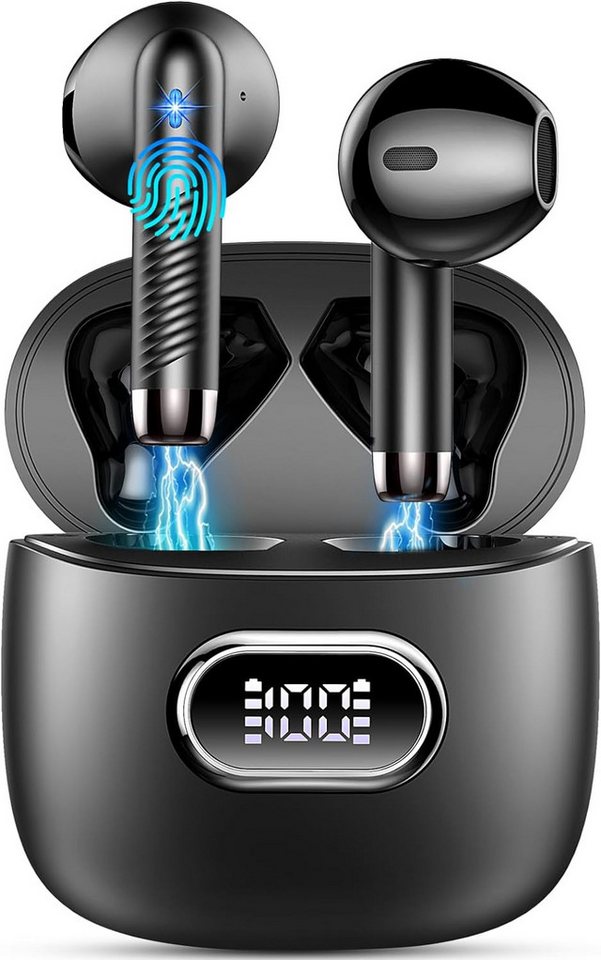 Drsaec Kabellos Bluetooth 5.3 mit 4 HD Mic, 2024 LED-Anzeige USB-C In-Ear-Kopfhörer (Natürlicher Klang und kabellose Freiheit für eine ultimative Hörerfahrung., 42Std ENC NoiseCancelling Earbuds Tiefer Bass IP7 Wasserdicht Ohrhörer)" von Drsaec