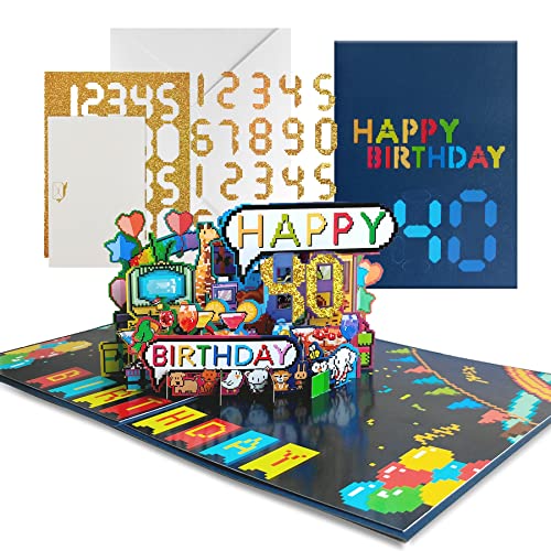Drucilla 3D Geburtstagskarte Pop Up Karte Geburtstag, DIY 1-99 Alterszahlen Pop Up Grußkarten, Geburtstagskarten mit Umschlag für Jedes Alter, mit 18/60/50/40 Geburtstag Frauen/Mann Geschenk Karte von Drucilla