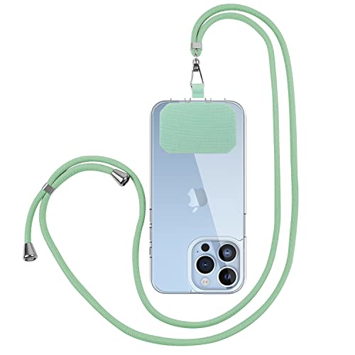 Drucilla Handykette Universal Abnehmbar, Unisex Handyhülle Kette Lanyard, Handyband zum Umhängen, Handy Kette Einstellbar mit Kordel & Pad, Schlüsselband für alle Smartphones Hüllen, Matcha von Drucilla