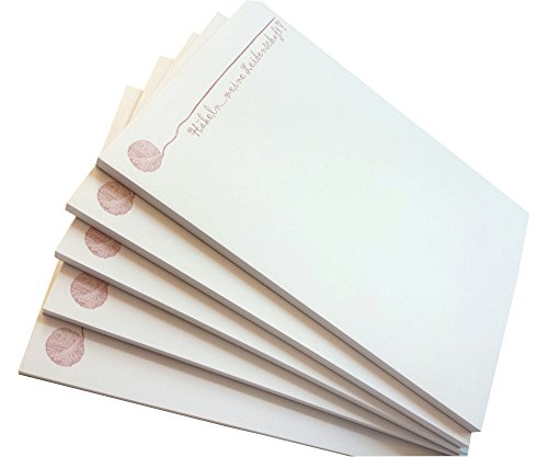 10x Notizblock"Häkeln" blanko - je Block 50 Blatt, 12 x 16,8 cm, Rot bedruckt (22579) von Druckerei Scharlau