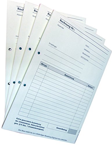 10x Rechnungsblock Block Rechnung Kleinunternehmer nach § 19 DIN A5, 2-fach selbstdurchschreibend 2x50 Blatt (22435) von Druckerei Scharlau
