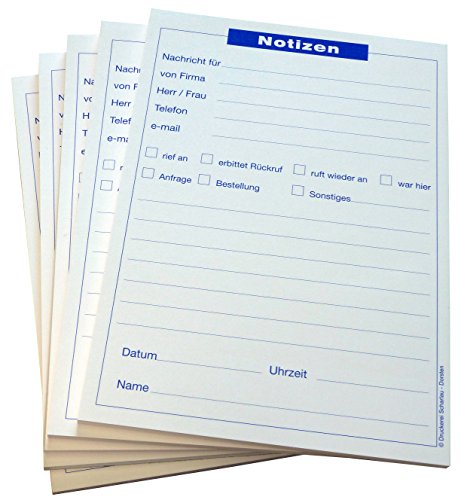 18x Notizblocks Telefonnotiz in Blau - Notizen - 50 Blatt, DIN A5, Qualitäts-Offset-Papier 80g/m² (22201) von Druckerei Scharlau