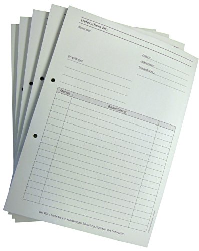 1x Lieferscheinblock Block Lieferschein DIN A4, 3-fach selbstdurchschreibend, 3x30 Blatt weiß/grün/gelb - gelocht (22651) von Druckerei Scharlau