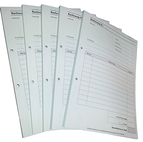 1x Rechnungsblock Block Rechnung DIN A4, 2-fach selbstdurchschreibend,2x50 Blatt weiß/grün - gelocht (22423) von Druckerei Scharlau