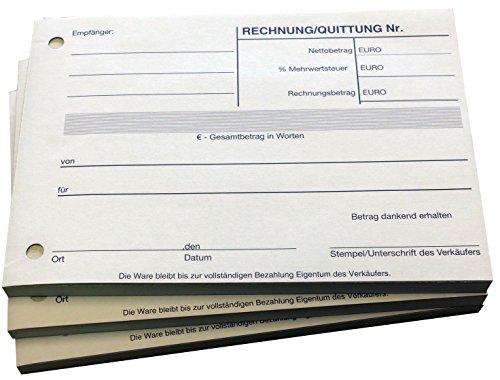 4x Block Quittung - Quittungsblock - 50 Blatt DIN A6 - gelocht - (22283) von Druckerei Scharlau