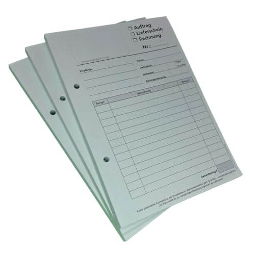 Block Kombiformular für Kleinunternehmen,Auftrag - Lieferschein - Rechnung DIN A5, 2-fach selbstdurchschreibend,2x50 Blatt weiß/grün - (23741) (1) von Druckerei Scharlau