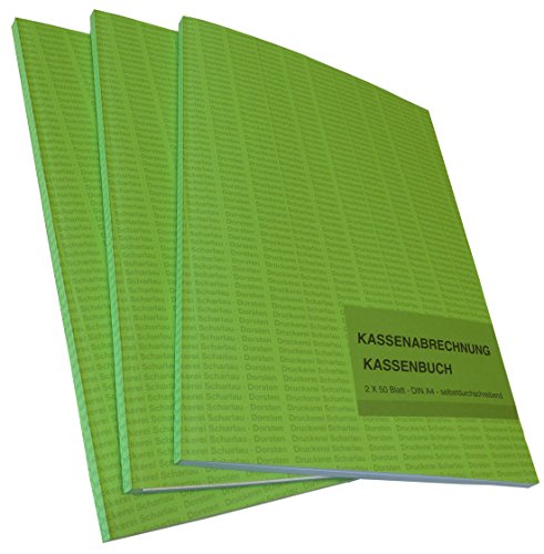 Druckerei Scharlau Kassenbuch A4 2x50 Blatt Selbstdurchschreibend Grün von Druckerei Scharlau