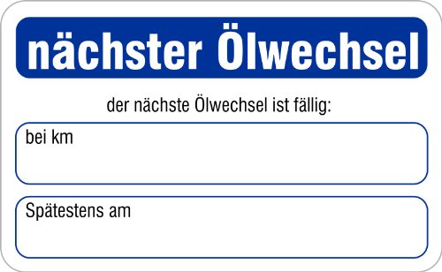 Aufkleber "nächster Ölwechsel" 58x36mm, Serviceaufkleber, 100 Stück von Druckspezialist