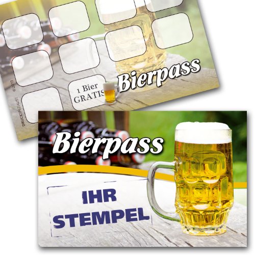 Bier Pass / Bonuskarte Bier / Treuekarte, Gutschein mit Stempelfeld 50 Stück von Druckspezialist