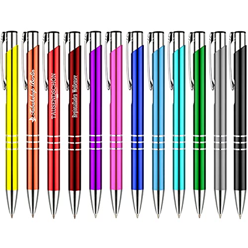 Druckspezialist 200 Stück Metall Kugelschreiber KING farbig gemischt mit Gravur Lasergravur alle gleiche Gravur von Druckspezialist