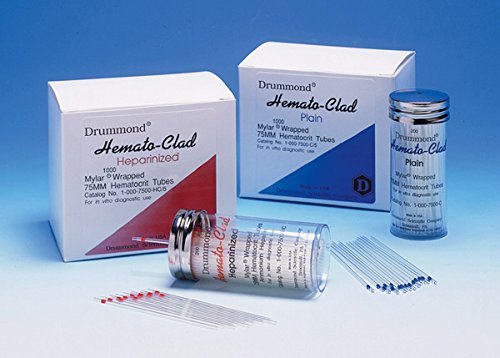 DRUMMOND 075128 Hämatokritrohr aus Polycarbonat mit Heparinbeschichtet, 75 mm, 200 Stück von Drummond Scientific